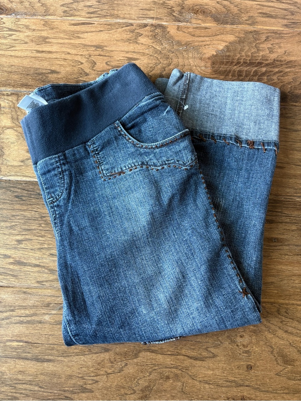 duo Maternity Dark Blue Cropped Maternity Jeans Y2K inspired